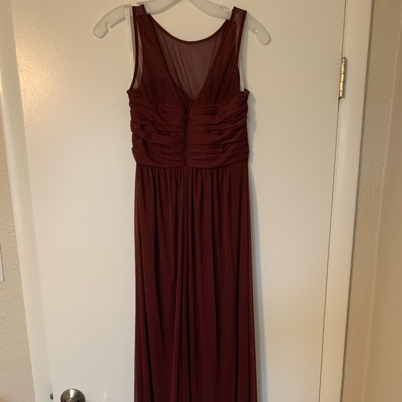 David’s Bridal Bridesmaid Dress; Wine color; Illusion neckline - Picture 4 of 6